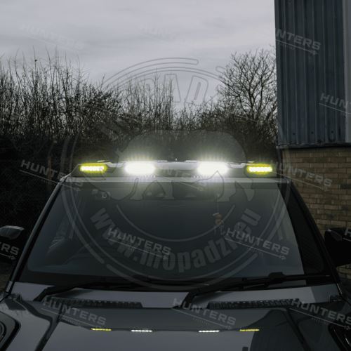 Hunters roof light bar for New Defender, black + 4x white lights (6)